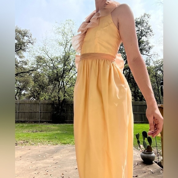Vintage Ruffle Halter Dress Orange and Yellow Size Small - Picture 8 of 12